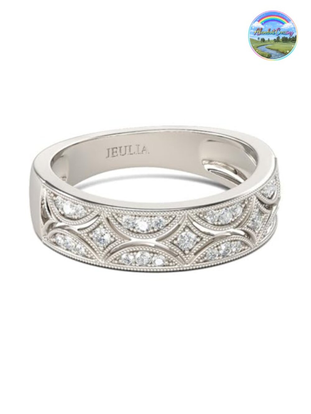 Sterling Silver Eternity Ring Wedding Band Milgrain Halo Round AAA Stone